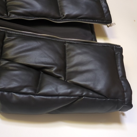 Circle Of Trust Stella Bodywarmer Sleeveless Vegan Leather Oversized Puffer Vest - Picture 14 of 17